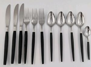 Epic Forged Stainless Black Flatware MCM 11 Pieces Spoons Forks Knives